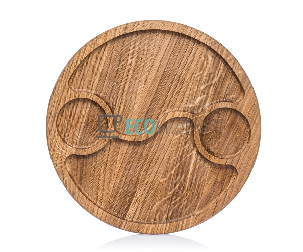 Менажниця кругла дубова двосекційна з двома соусниками 3 ...