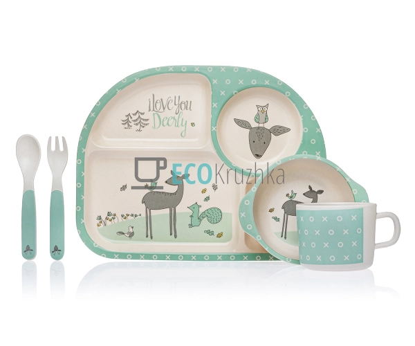 Набір дитячого посуду бамбуковий 5 приладів Бембі MH-277 ...