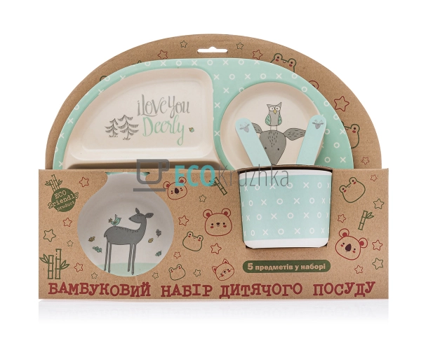 Набір дитячого посуду бамбуковий 5 приладів Бембі MH-277 ...