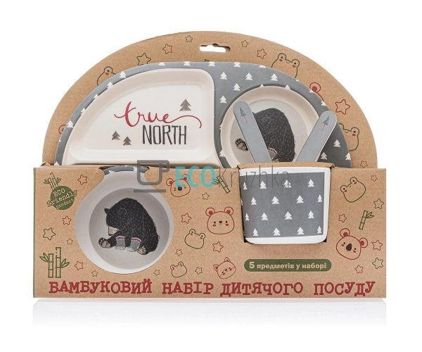 Набір дитячого посуду бамбуковий 5 приладів Північ MH-27 ...