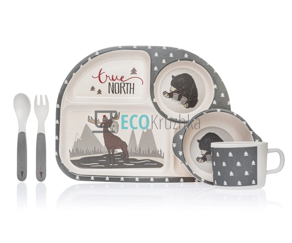Набір дитячого посуду бамбуковий 5 приладів Північ MH-27 ...