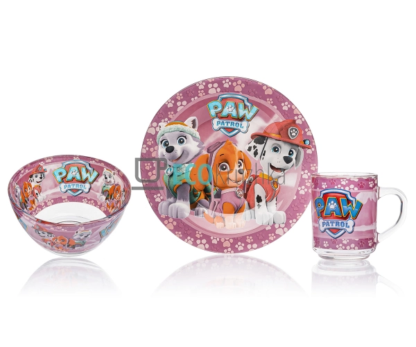 Набір скляного посуду для дітей 3 предмета Щенячий патру ...