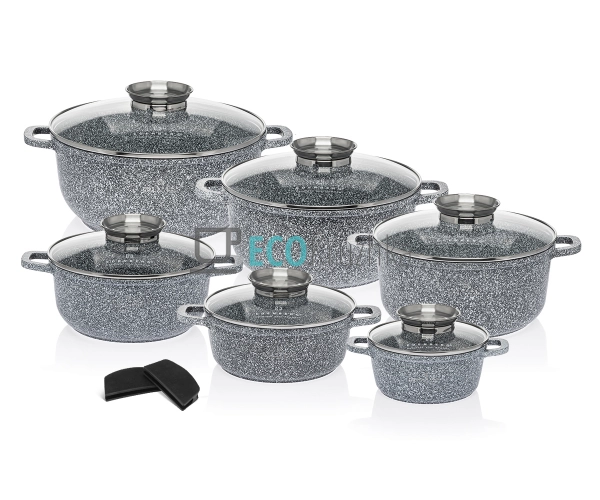 Набір каструль Edenberg 14 предметів з мармуровим антипр ...