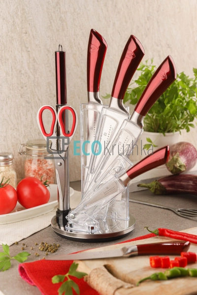 Набір ножів на підставці 9 предметів з обертовою підстав ... Набір ножів на підставці 9 предметів з обертовою підстав ...