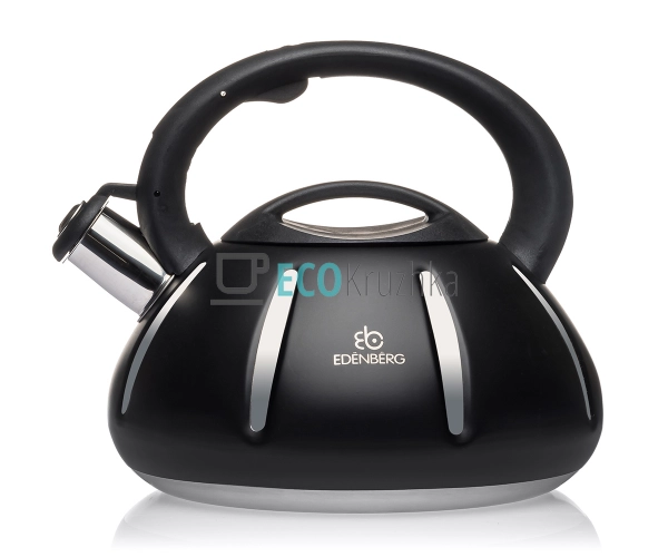Чайник Edenberg Чорний 3л із нержавіючої сталі із свистк ... Чайник Edenberg Чорний 3л із нержавіючої сталі із свистк ...