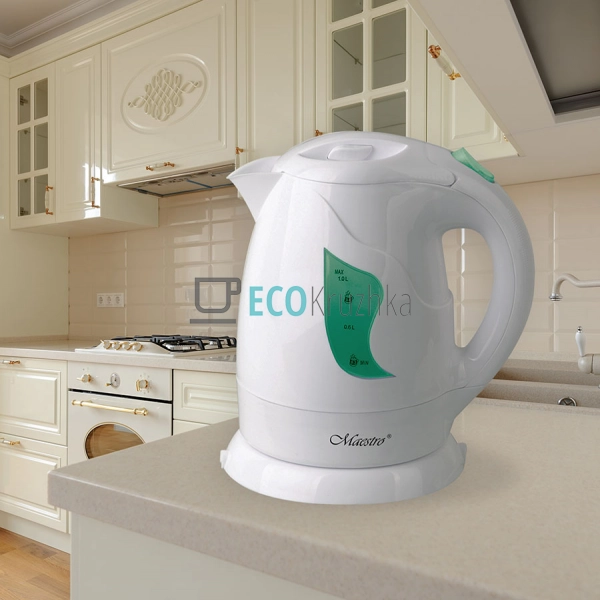 Електричний чайник 1л 850 Вт Біло-Зелений Maesrto MR-011