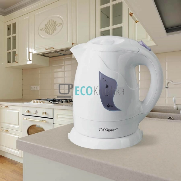 Електричний чайник 1л 850 Вт Біло-Фіолетовий Maesrto MR- ...