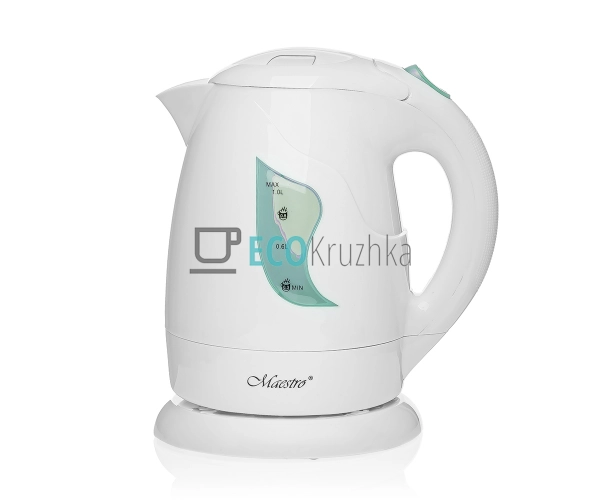 Електричний чайник 1л 850 Вт Біло-Зелений Maesrto MR-011