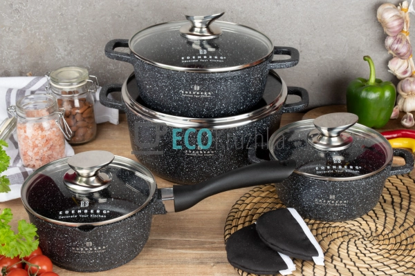 Набір каструль Edenberg 10 предметів з мармуровим антипр ... Набір каструль Edenberg 10 предметів з мармуровим антипр ...