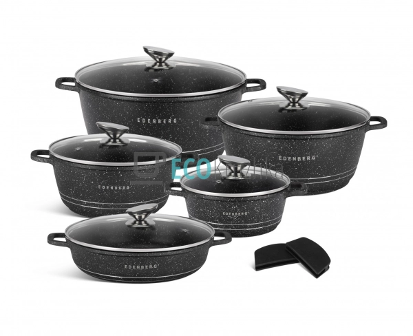 Набір каструль Edenberg 12 предметів з мармуровим антипр ... Набір каструль Edenberg 12 предметів з мармуровим антипр ...