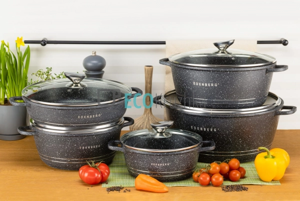 Набір каструль Edenberg 12 предметів з мармуровим антипр ...