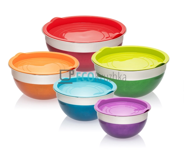 Набір кольорових салатників 5 шт нержавіючих EB-3637 Набір кольорових салатників 5 шт нержавіючих EB-3637