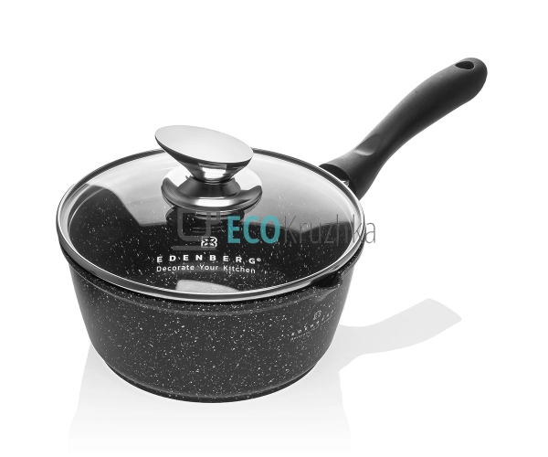 Ківш 1.3л, з кришкою, литий алюміній Чорний Edenberg EB- ...