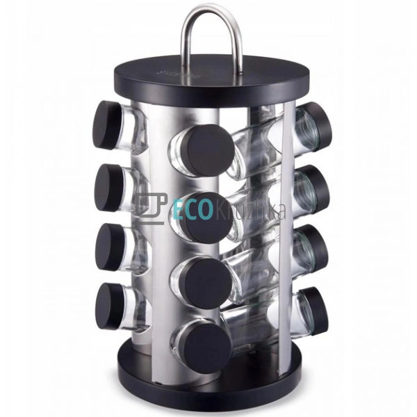 Набір ємностей для спецій на прямокутній підставці 16шт  ...