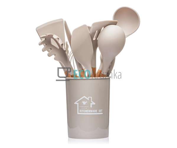 Набір кухонного приладдя 12 предметів з бамбуковою ручко ... Набір кухонного приладдя 12 предметів з бамбуковою ручко ...