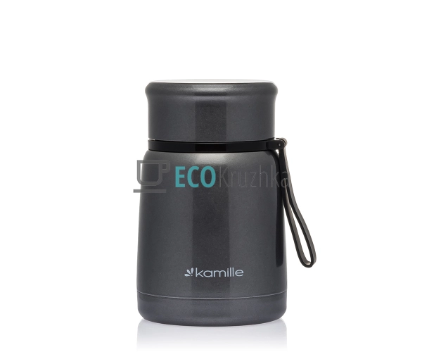 Термос Kamille харчової обідній для супу 530 мл з нержавіючої сталі Сірий KM-2099