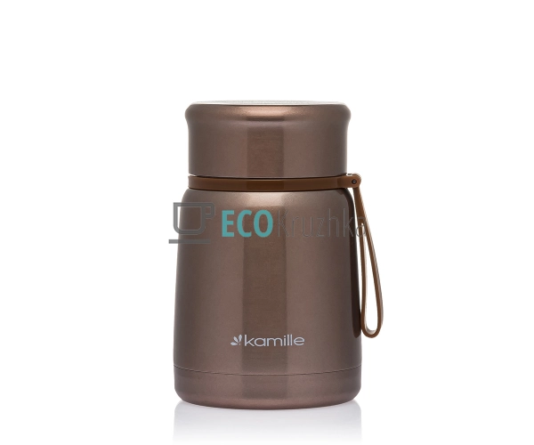 Термос Kamille харчової обідній для супу 530 мл з нержавіючої сталі Мідний KM-2099