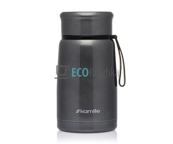 Термос Kamille харчової обідній для супу 800 мл з нержавіючої сталі Сірий KM-2148