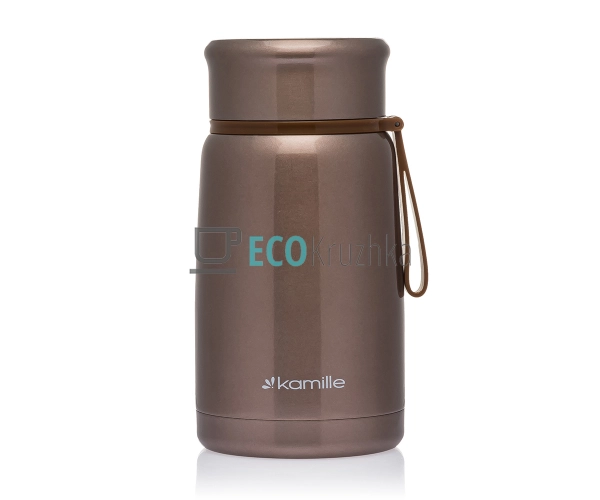 Термос Kamille харчової обідній для супу 800 мл з нержавіючої сталі Мідний KM-2148