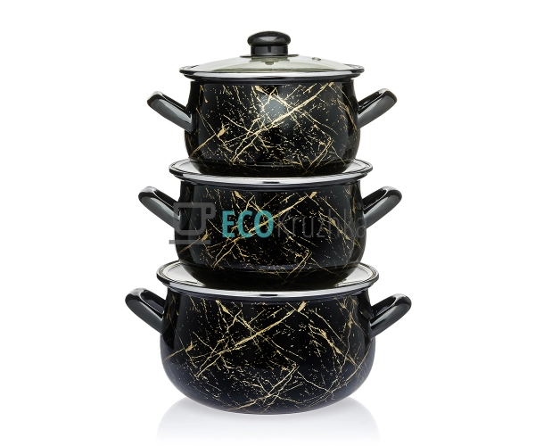 Набір із трьох емальованих к ... Набір із трьох емальованих к ...