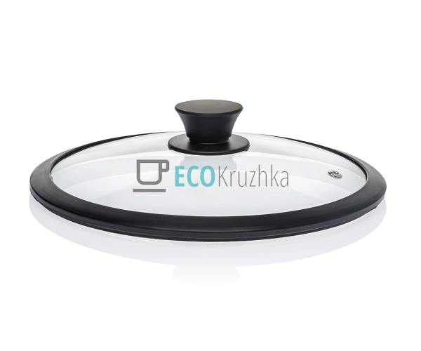 Кришка 20 см скляна з силіконовим обідком та ручкою FRU- ...