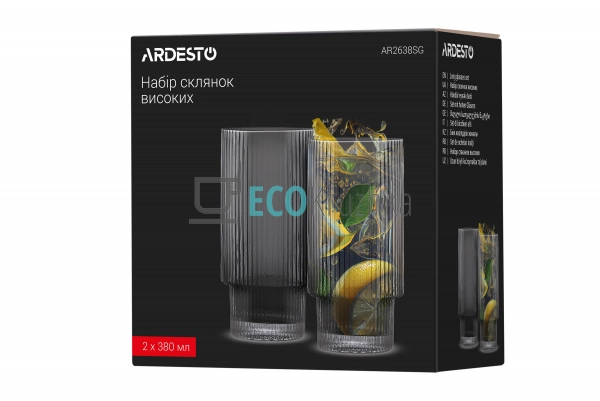 Набір склянок високих Graphite 380 мл, 2 шт., скло ARDES ... Набір склянок високих Graphite 380 мл, 2 шт., скло ARDES ...