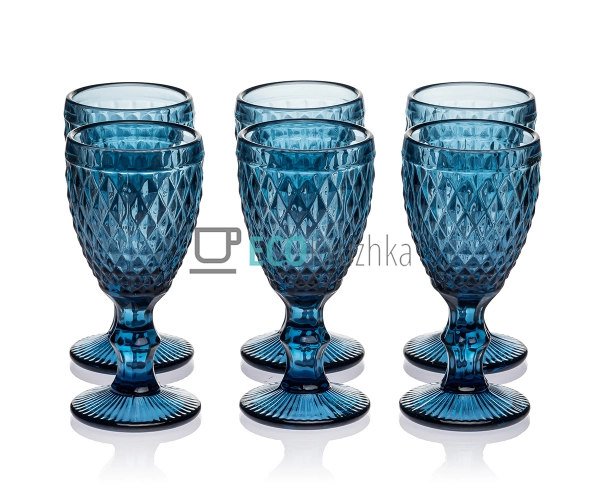 Набір чарок з кольорового скла 6 шт Glassware 40 мл Сині ...