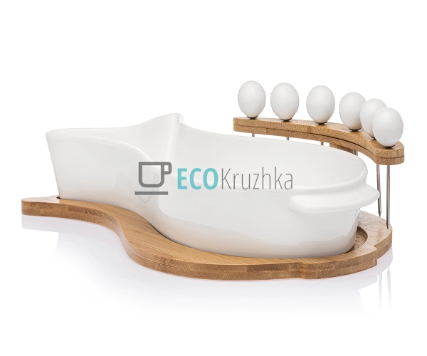 Блюдо 29 см на бамбуковій підставці 6 шпашок PJ02542 Блюдо 29 см на бамбуковій підставці 6 шпашок PJ02542