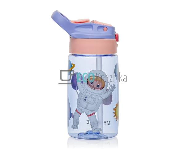Пляшка для води із трубочкою 450 мл Космос Блакитний EK12342 Пляшка для води із трубочкою 450 мл Космос Блакитний EK12342