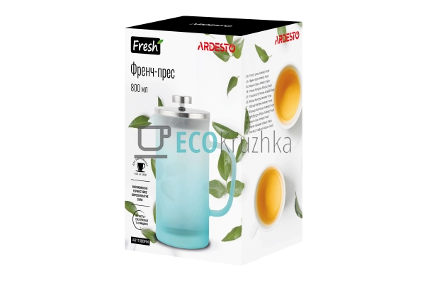 Френч-прес Ardesto Fresh, 800 мл, блакитний тіфані, мато ...