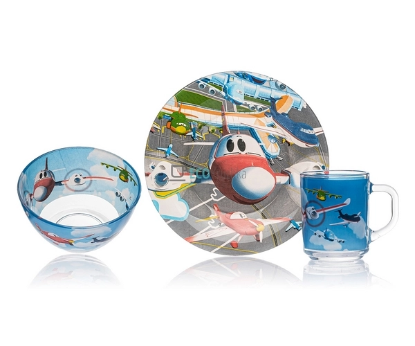 Набір скляного посуду для дітей 3 предмета Супер крила M ...