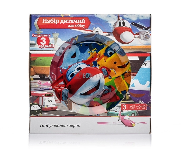 Набір скляного посуду для дітей 3 предмета Супер крила M ...