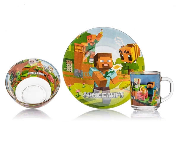 Набір скляного посуду для дітей 3 предмета майнкрафт Met ...
