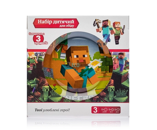 Набір скляного посуду для дітей 3 предмета майнкрафт Met ...