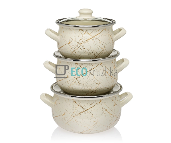 Набір із трьох емальованих кастрюль Interos EK701