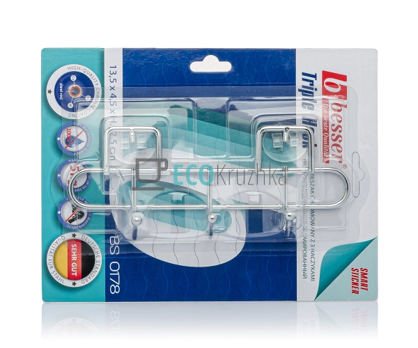 Потрійний гачок 20.5х8.5х5см з хромованої нержавіючої ст ...