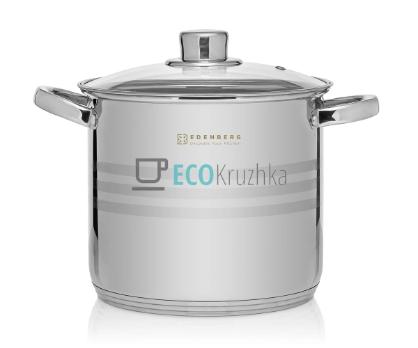 Каструля нержавіюча 8л професійна з кришкою Edenberg EB- ...