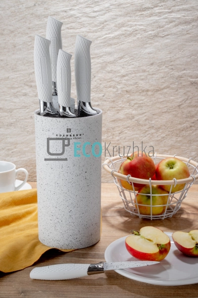 Набір ножів із підставкою 7 предметів Edenberg Білий EB- ...