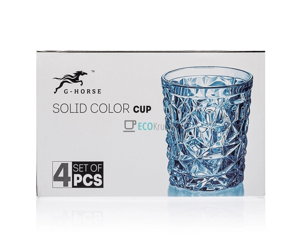 Набір кольорових склянок для віскі Glassware 290мл 4шт С ...
