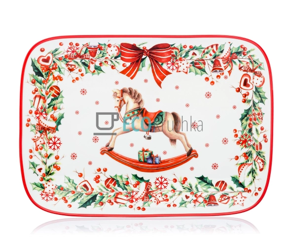 Блюдо прямокутне порцелянове "Різдвяна Фантазія" 33см (4 ... Блюдо прямокутне порцелянове "Різдвяна Фантазія" 33см (4 ...