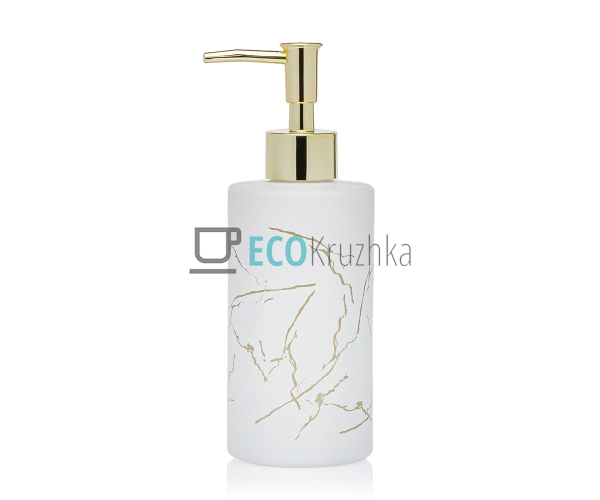 Диспенсер 320 мл для рідкого мила скляний Білий marble ( ...