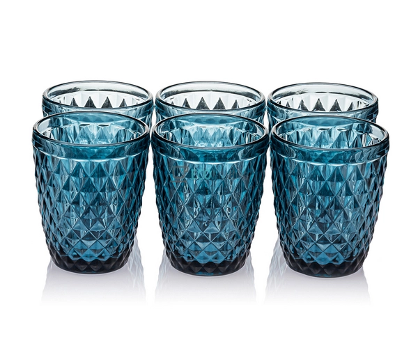 Набір кольорових склянок 6шт Glassware 270 мл Синій (дрі ...