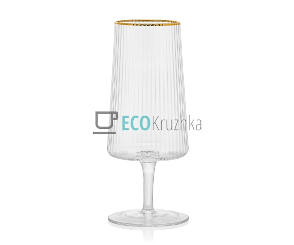 Набір бокалів 6 шт для вина, коктейлів ребристих із золо ...
