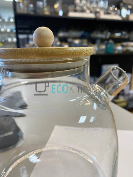 УЦІНКА ЧАЙНИК ДЛЯ ЗАВАРЮВАННЯ СКЛЯНИЙ З БАМБУКОВОЮ КРИШК ...