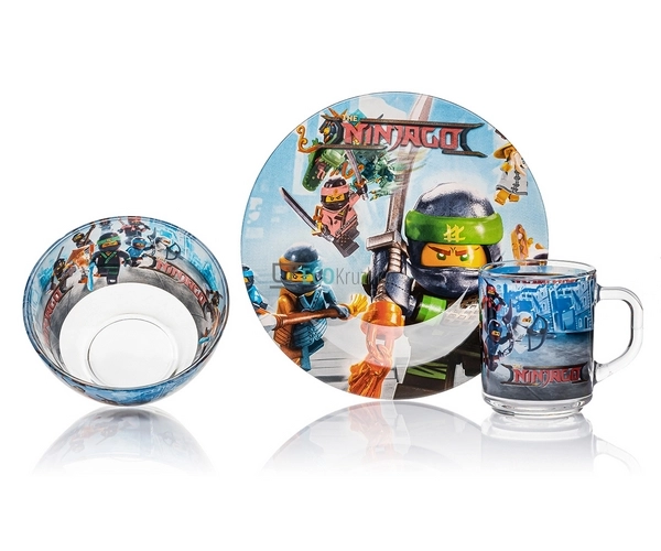 Набір скляного посуду для дітей 3 предмета Ніндзяго EK10 ...