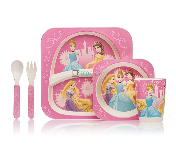 Набір дитячого посуду бамбуковий 5 приладів Принцеса Eco ...