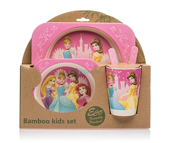 Набір дитячого посуду бамбуковий 5 приладів Принцеса Eco ...