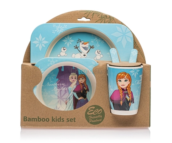 Набір дитячого посуду бамбуковий 5 приладів Frozen Eco B ...