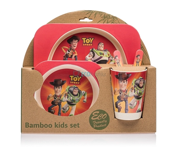 Набір дитячого посуду бамбуковий 5 приладів Історія ігра ...