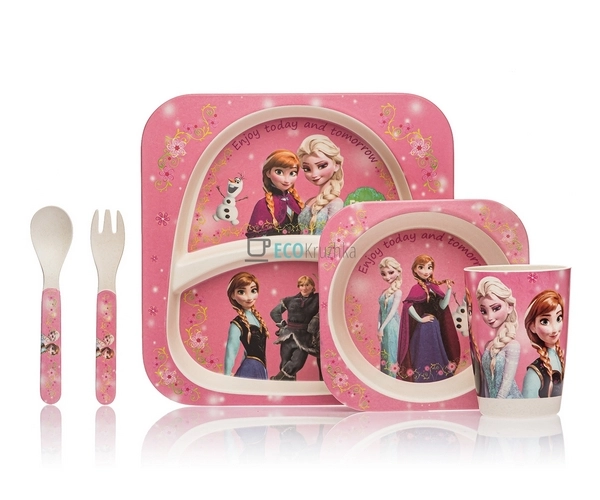 Набір дитячого посуду бамбуковий 5 приладів Frozen Eco B ...